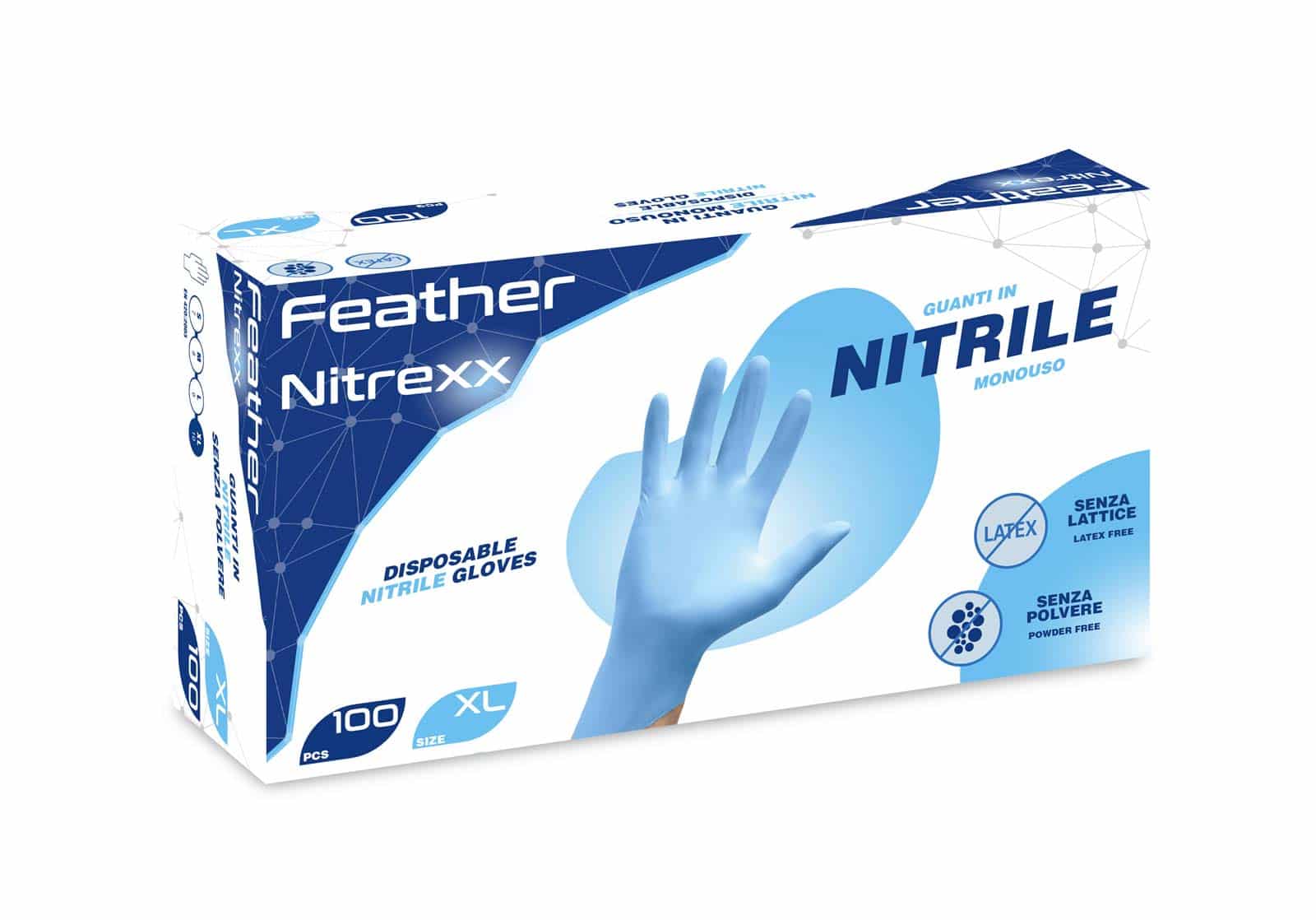 Powder Free Nitrile Gloves Feather Nitrexx - gr. 3,0 (M)