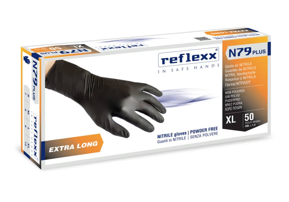 REFLEXX SKU N85-XL GUANTI MONOUSO IN NITRILE SENZA POLVERE ULTRA RESISTENTE  TAGLIA XL 50 PEZZI N85