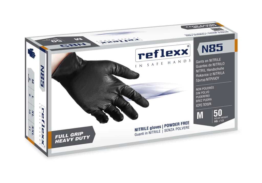 Guanti in nitrile senza polvere con avena colloidale Reflexx N320 – Blu  Dental