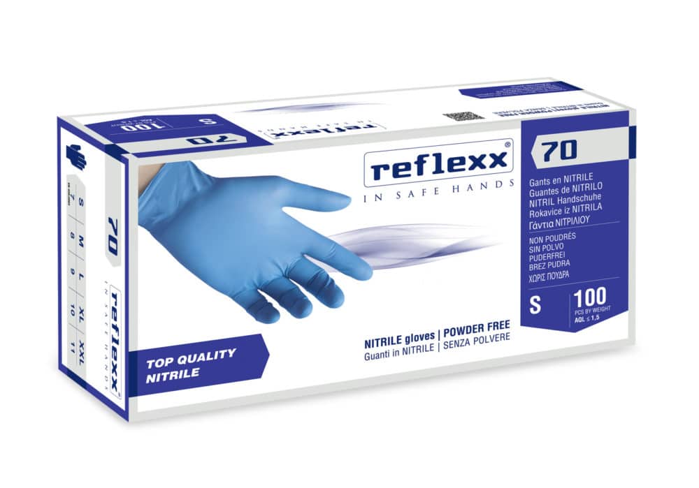 10 Box-Reflexx R46, guanto monouso, lattice, taglia XL, peso 5,7 gr, 1