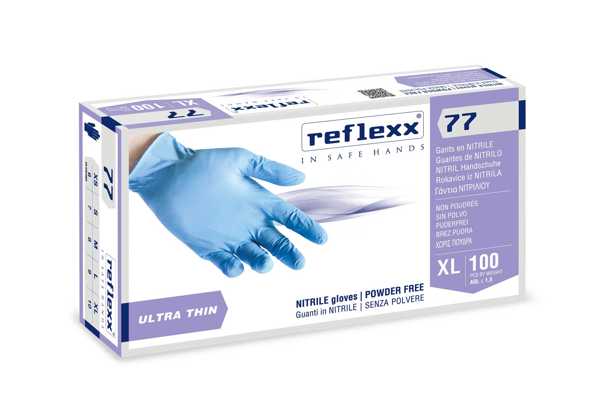Reflexx R78, guanto monouso, nitrile, taglia XL, peso 4 gr, 100 pezzi, nero